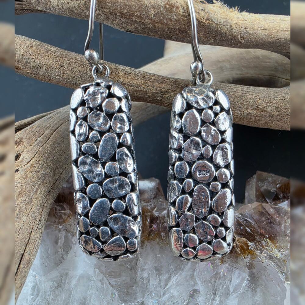 Sterling Silver solid artsy dangle earrings